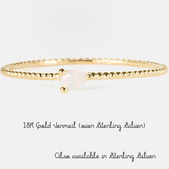 Dainty Gold Dot Band with Tiny Pair-Cut Opal Stone-sz 6 or 7 only- Boutique - Picture 7 of 7